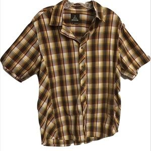 Prana Men’s Organic Cotton Plaid Shirt Sz Medium